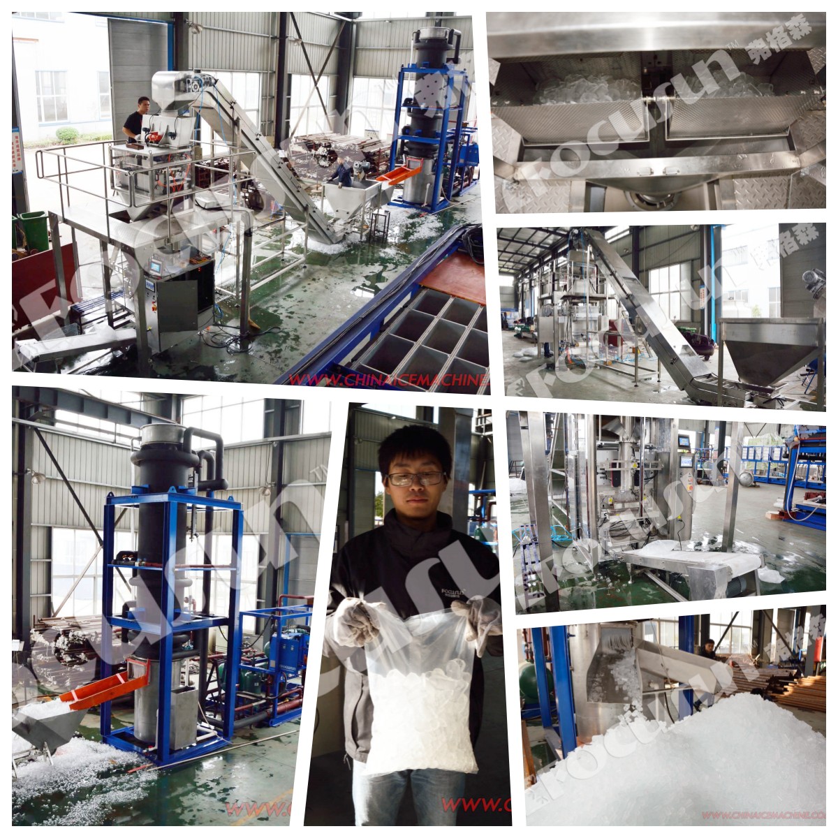 220V/440V/380V/460V Voltage 30tons Tube Ice Machine L6000mm X W2200mm X H7075mm Size