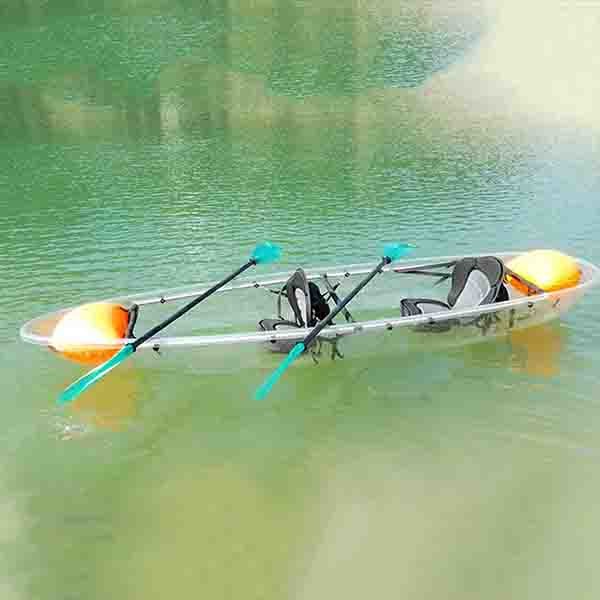 Fast Speed Cool Double Paddle Canoe , Stabilized Clear Fishing Rowing Boats
