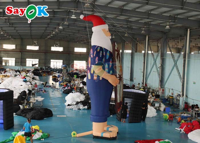 Hawaiian Christmas Decration Model Inflatable Santa Claus On Beach Size 7.6m