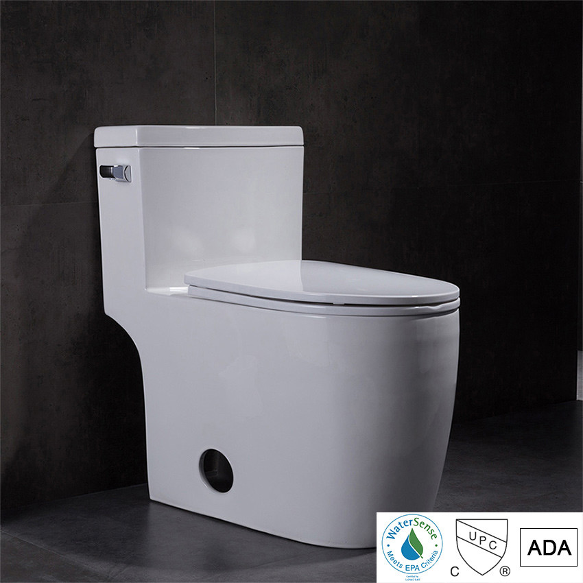 IAPMO CUPC Toilet Bowl 1 Piece Super Quiet Commode Powerful Flushing Round