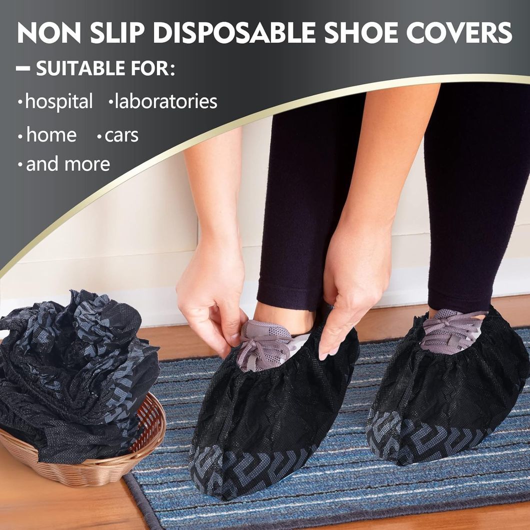 Black Non-Woven Fabric Breathable Slip Resistant Durable Disposable Boot Shoes Cover