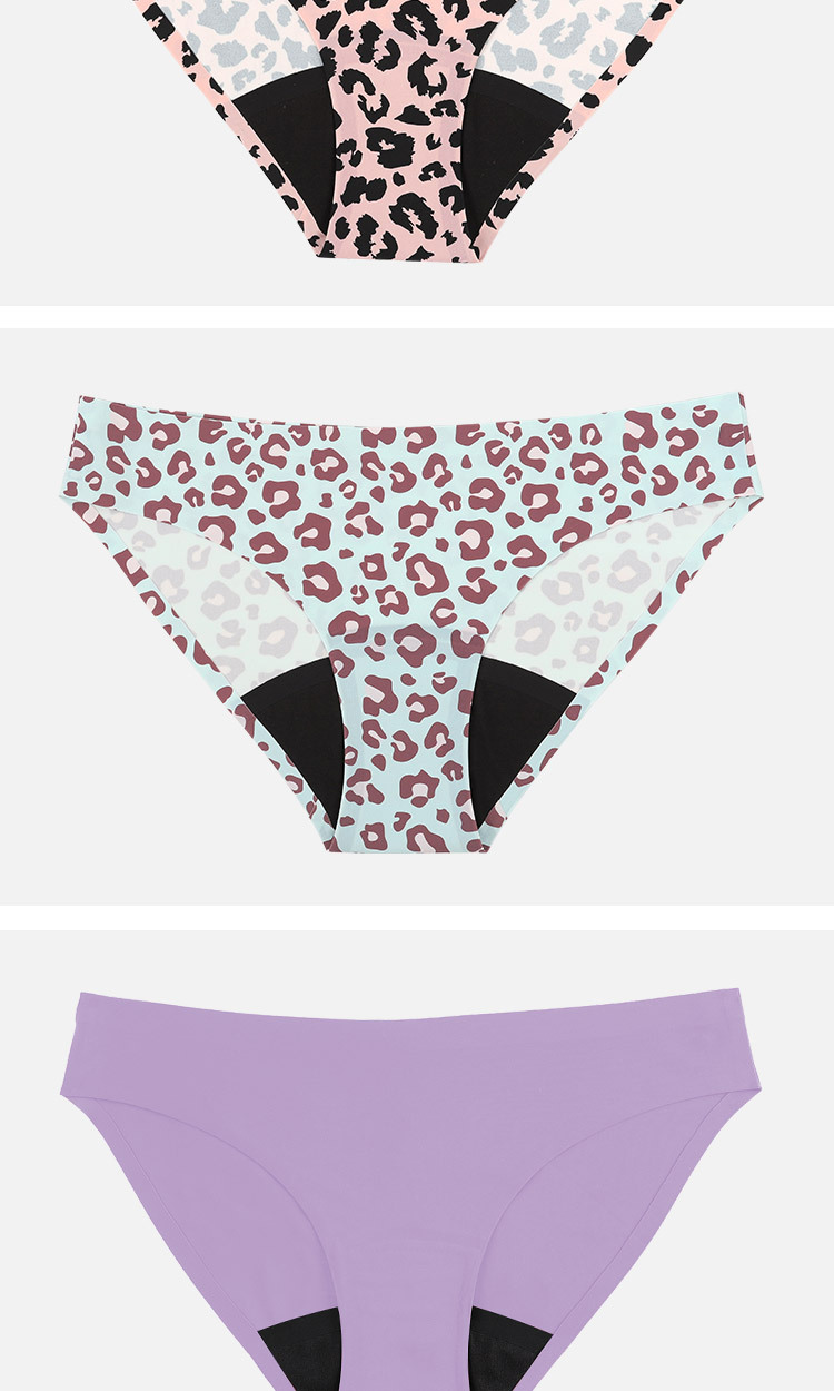 Breathable Sexy Period Underwear Seamless Leopard Ice Silk Underwear Women'S