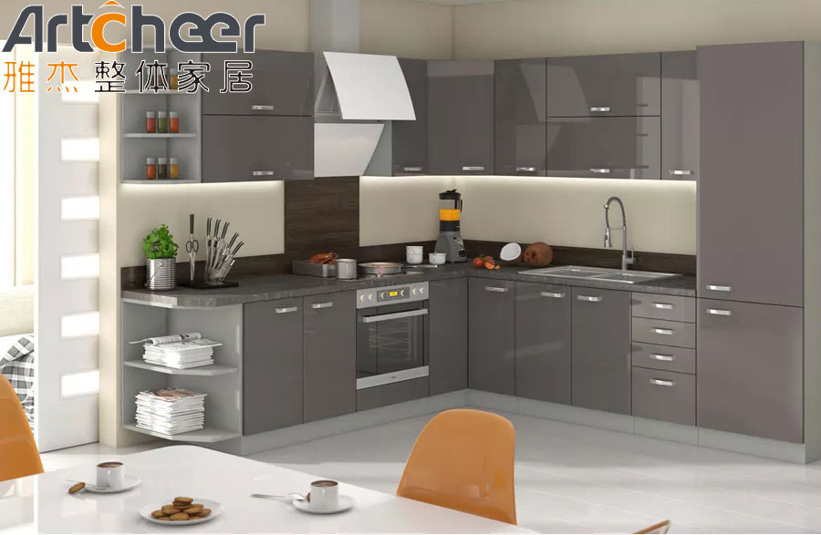 Villa Kitchen Granite Top Cupboard with Beveled Edge Countertop and E0 Grade Material