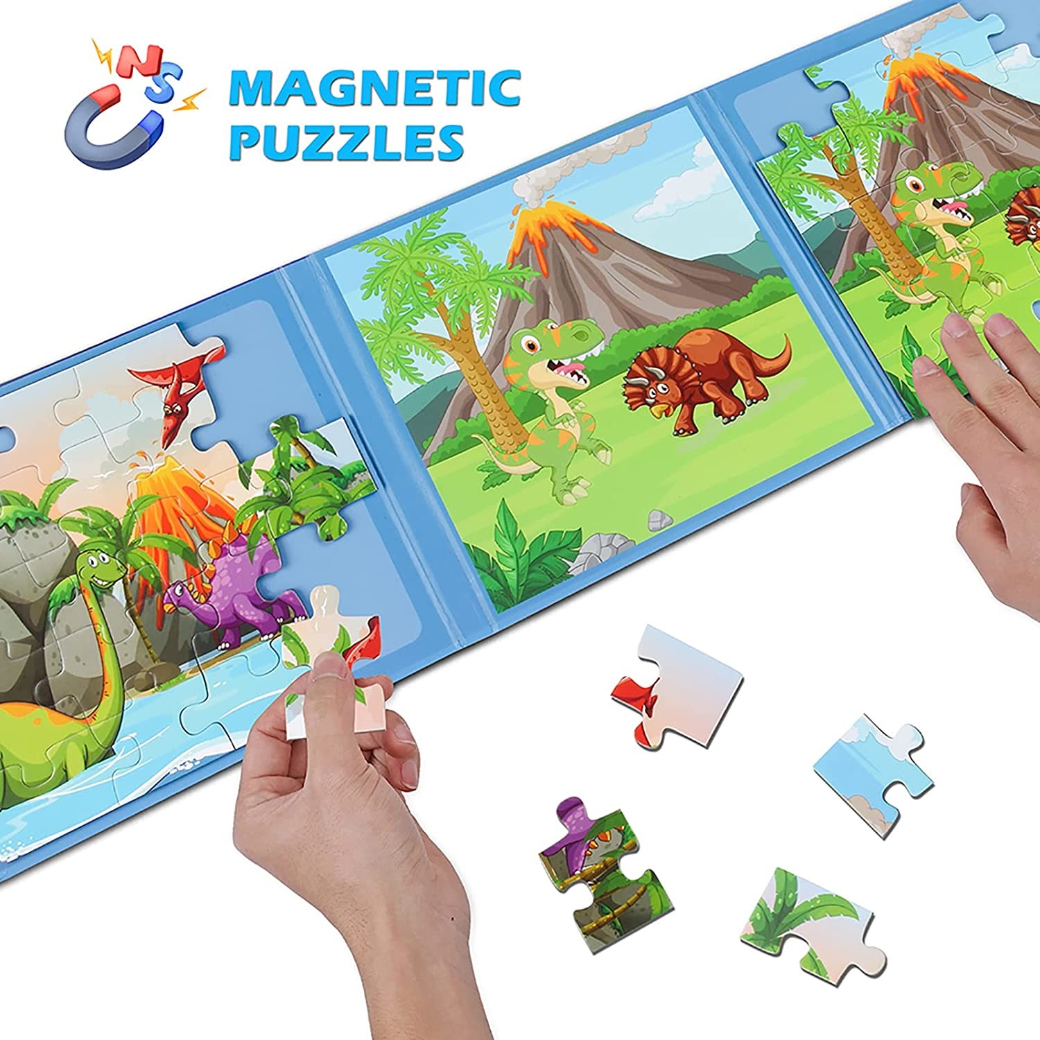 Dinosaur Wooden Magnetic Puzzles For Toddlers 3 5 6 Year Olds 2 - 20 Pieces