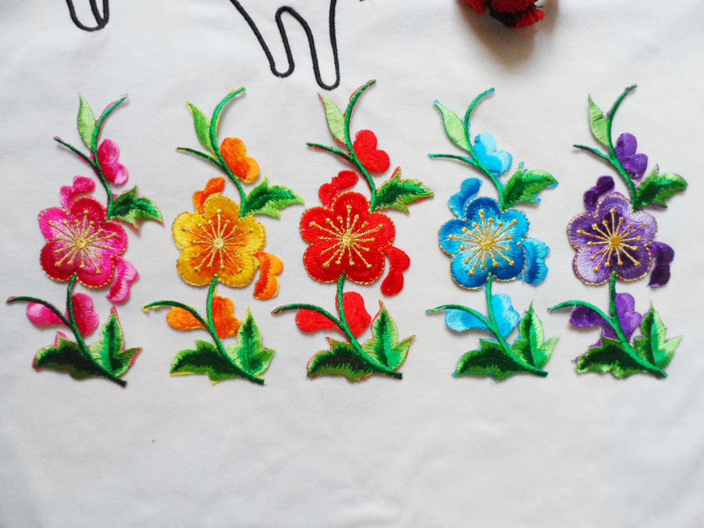 Apparel Accessories Red Rose Embroidery Lace Applique Hot Fix Motif