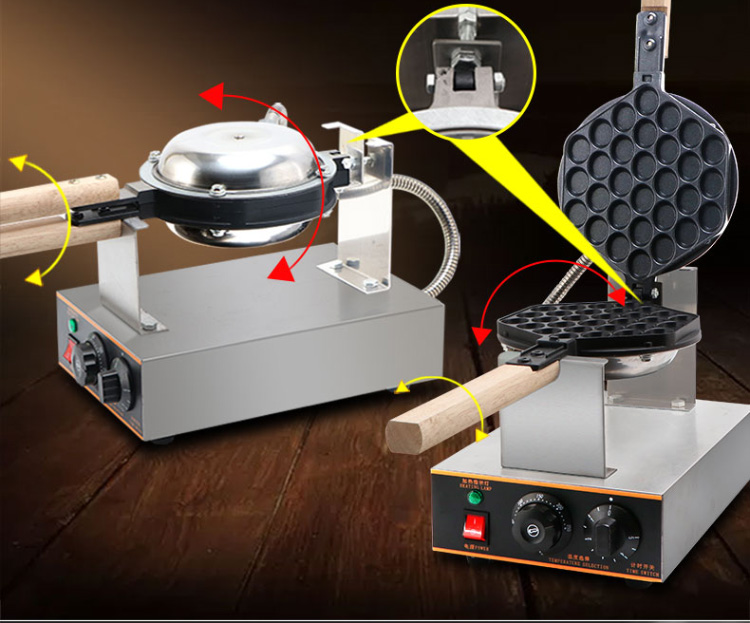 220V Commercial Electric Bubble Waffle Maker for Hong Kong Style Belgian Egg Waffles