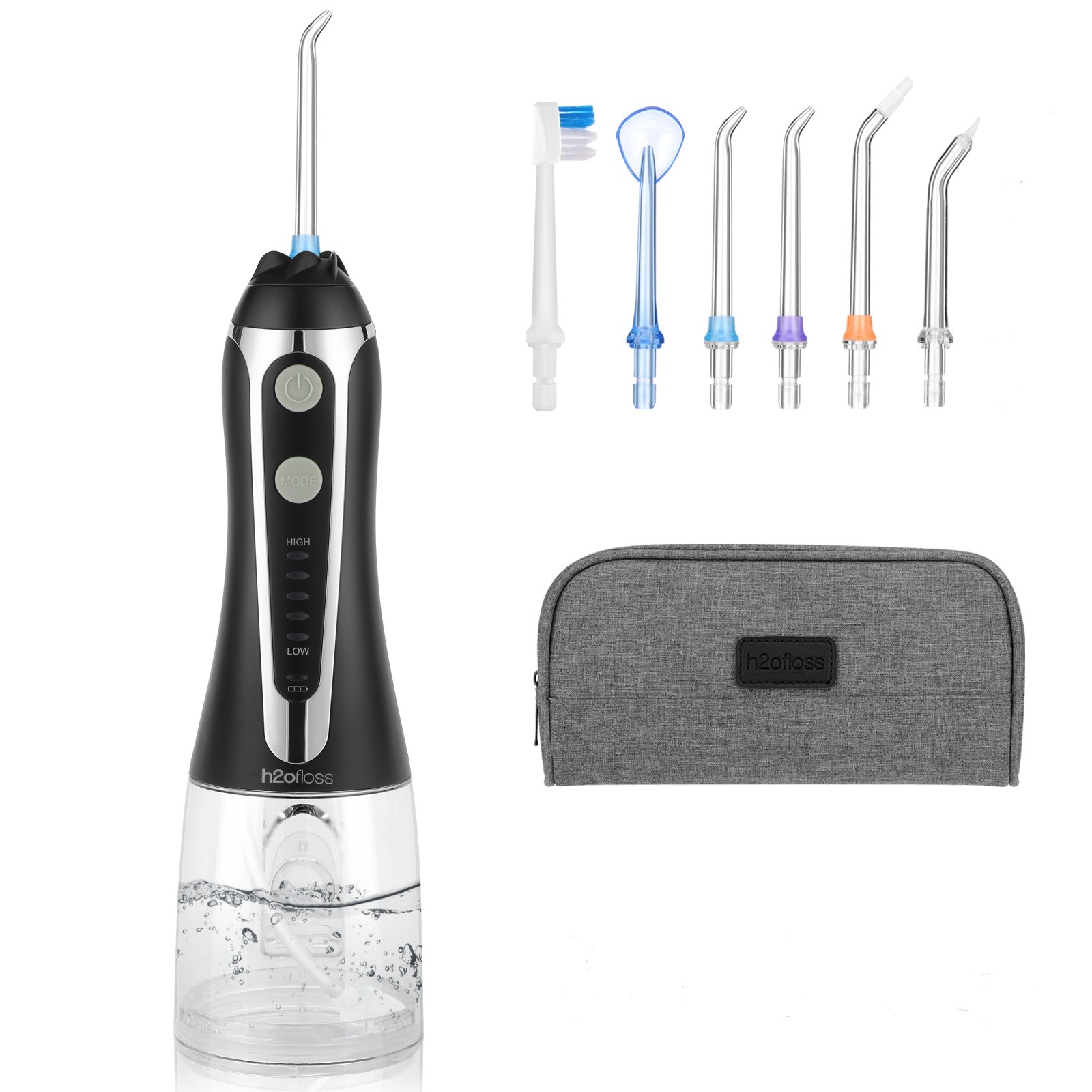 Detachable Tank Battery Operated Water Flosser With Optional Nozzles