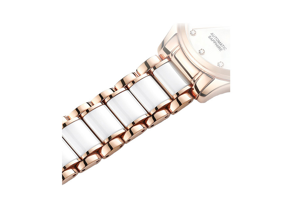 Women Stainless Steel Automatic Watch MOP Dial Super Luminous Hands 34mm Case
