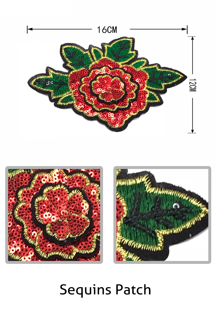 3D Rose Kids Sew On Patches Sequin Material Various Color Any Style Available
