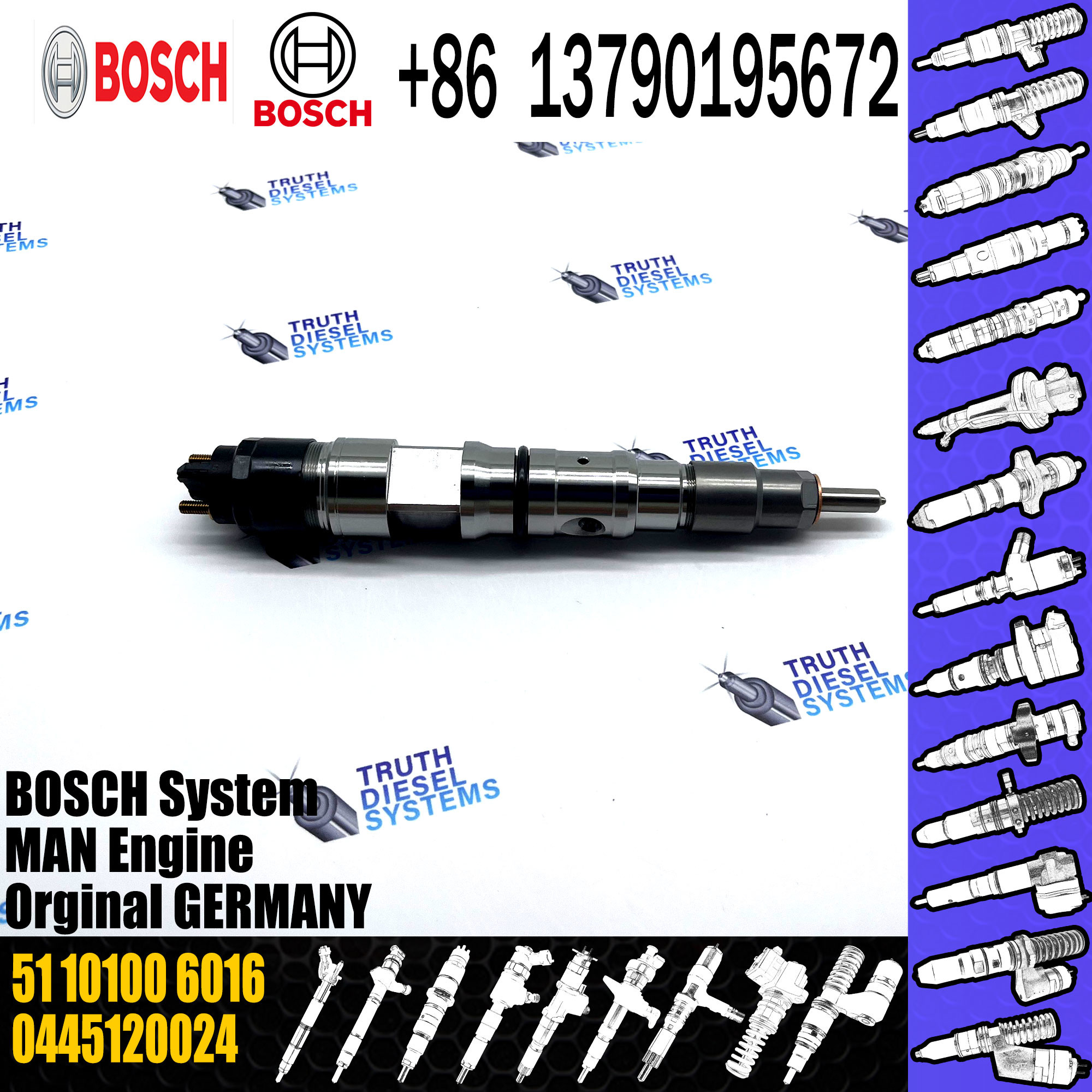 common rail fuel injector diesel engine injection pump 0445120044 0445120024 51101006016 For MAN Truck