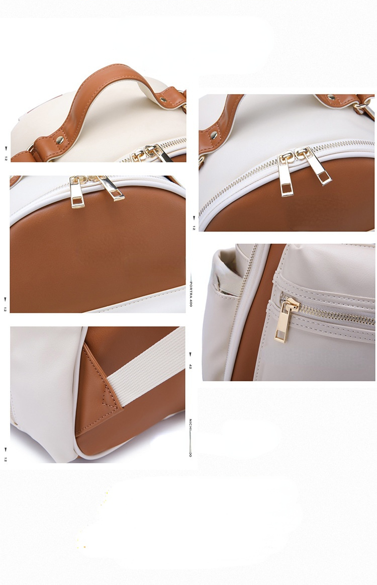 New PU Leather Mommy Nappy Bag Portable Baby Bottle Backpack Multifunction Travel Maternity Diaper Bag witth Stroller Strap
