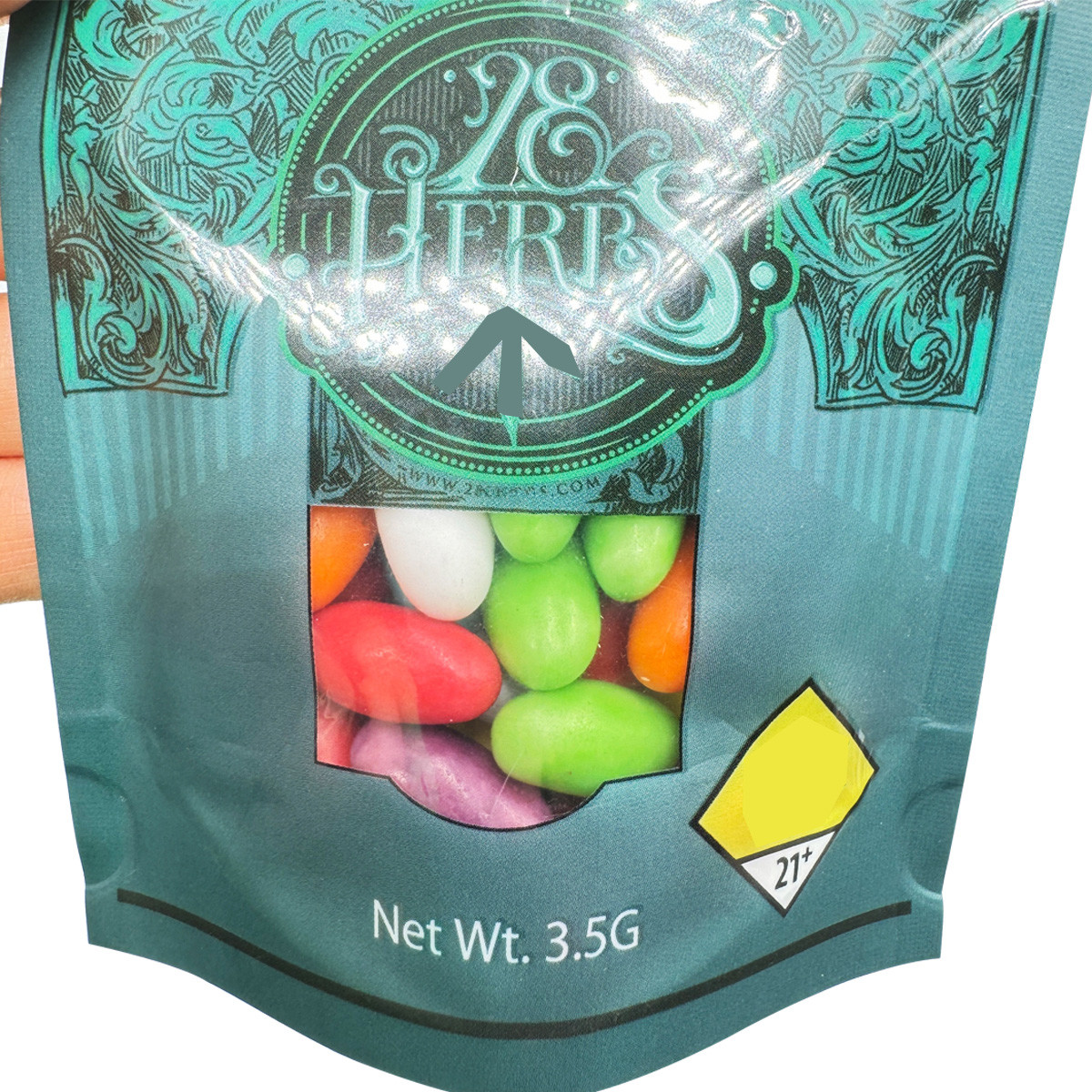 Premium Foil Lined Window Custom Stand Up Pouch Packaging For Candy Gum Food Packaging