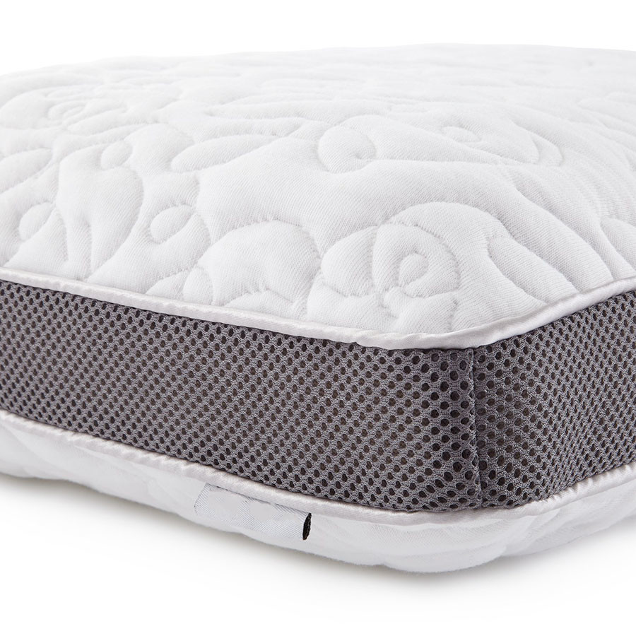 King Size Memory Foam Travel Pillow Premium Trims White Grey Color With Jacquard Knitting