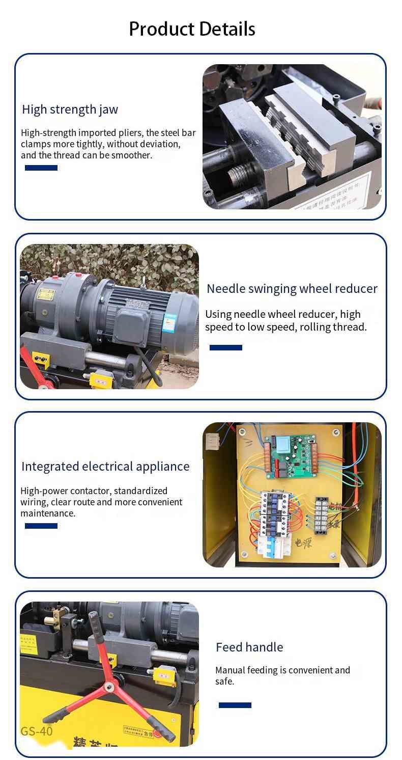 Portable Electric Building Vertical Thread Rolling Machine Steel Cold Processing