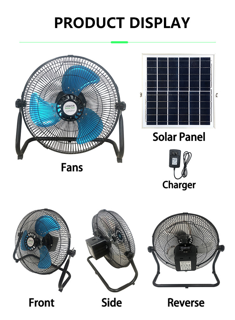 Chargeable Solar Panel Fan AC Charging 3 Durability Eco Friendly
