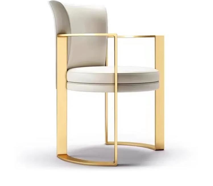 Minimalist Modern Armrest Velvet Leather Metal Dining Chair 65*58*80 cm Customized