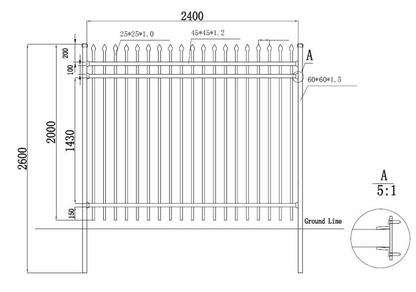 Anti Corrosion Pool Security Fence , 2100x2400mm Galvanized Tube Fencing