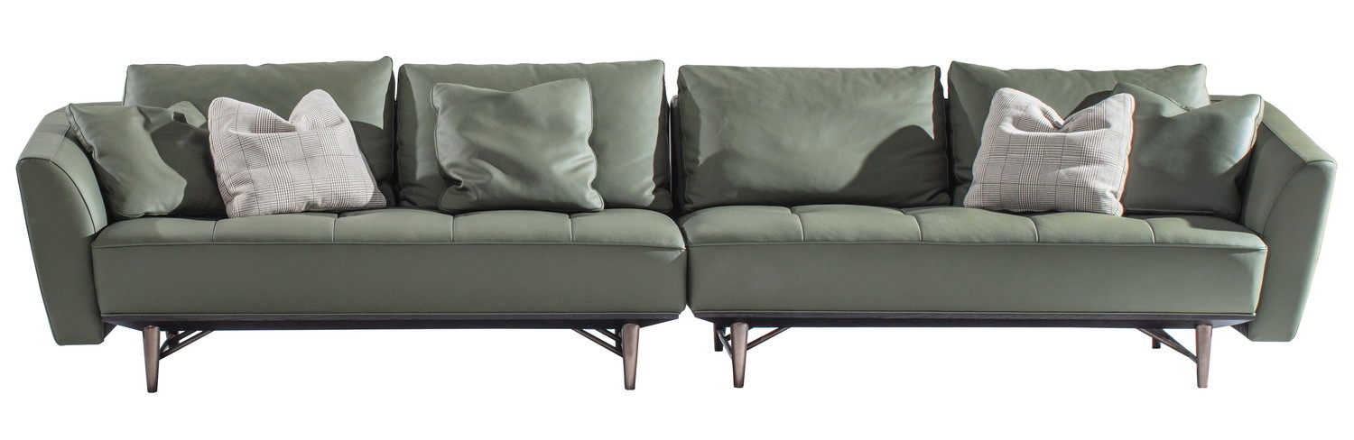 Italy cow leather sofa set for Living room seating furniture with wood painting chest Customized for Villa house Lobby