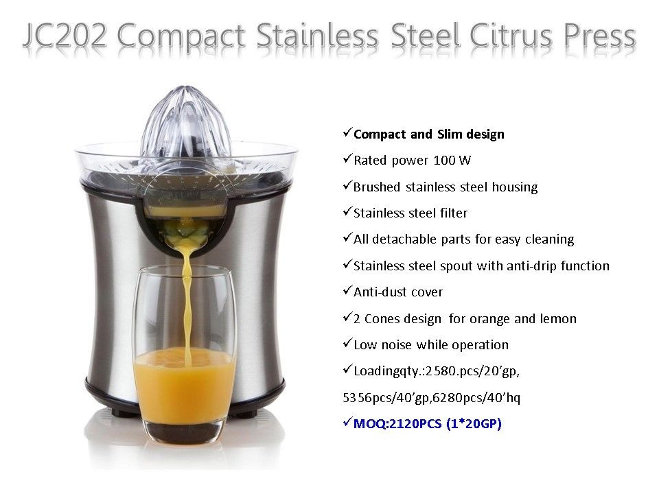 JC202 Compact Stainless Steel Citrus Press Lemon Squeezer