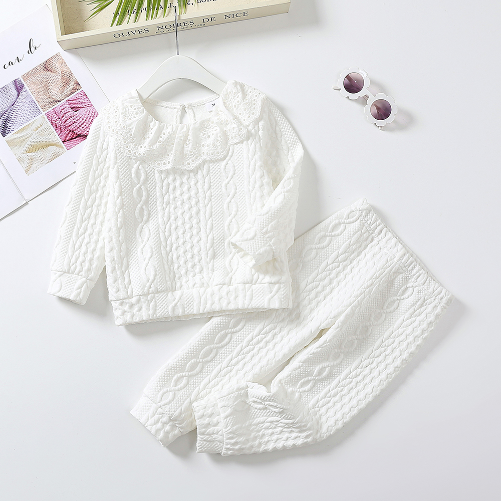 Autumn Children Clothing Sets Casual Long Sleeve Long Pants Suit Ruffle Neck Kids Clothing Sets for Girls 3 to 7 Years
