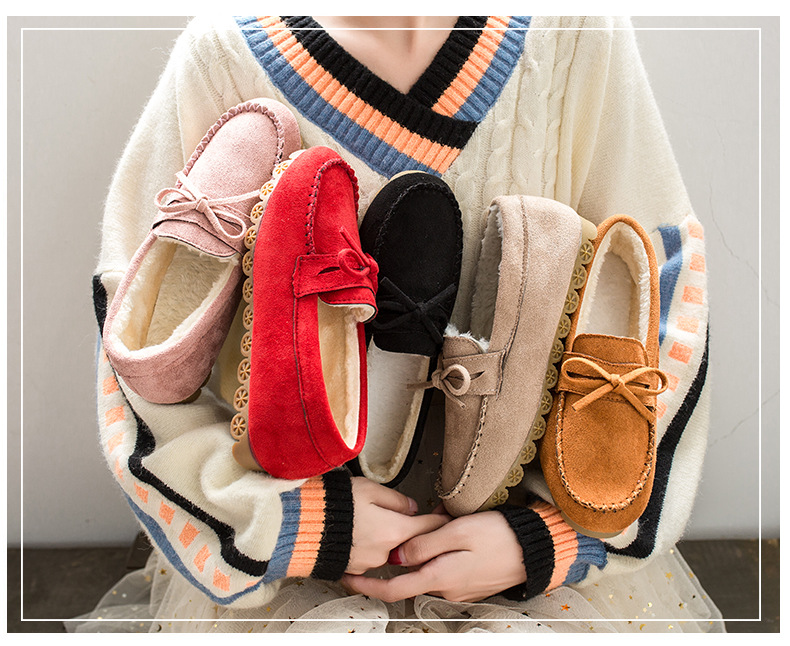 Flat Beef Tendon Plus Velvet Casual Ladies Cotton Shoes Lazy