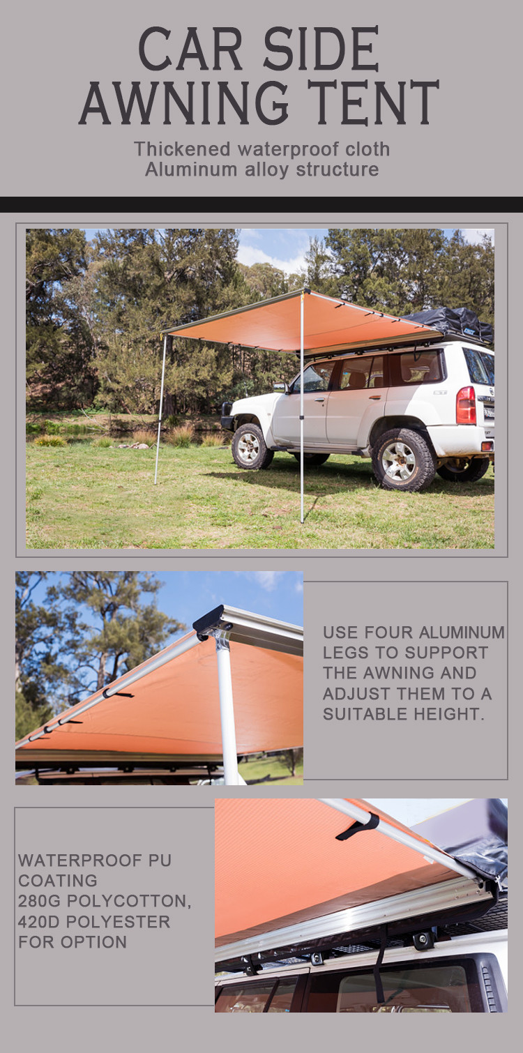 Manufacturer Wholesale 4x4 Outdoor Camping Retractable Car Roof Tent Canvas Pickup Suv Awning Tent