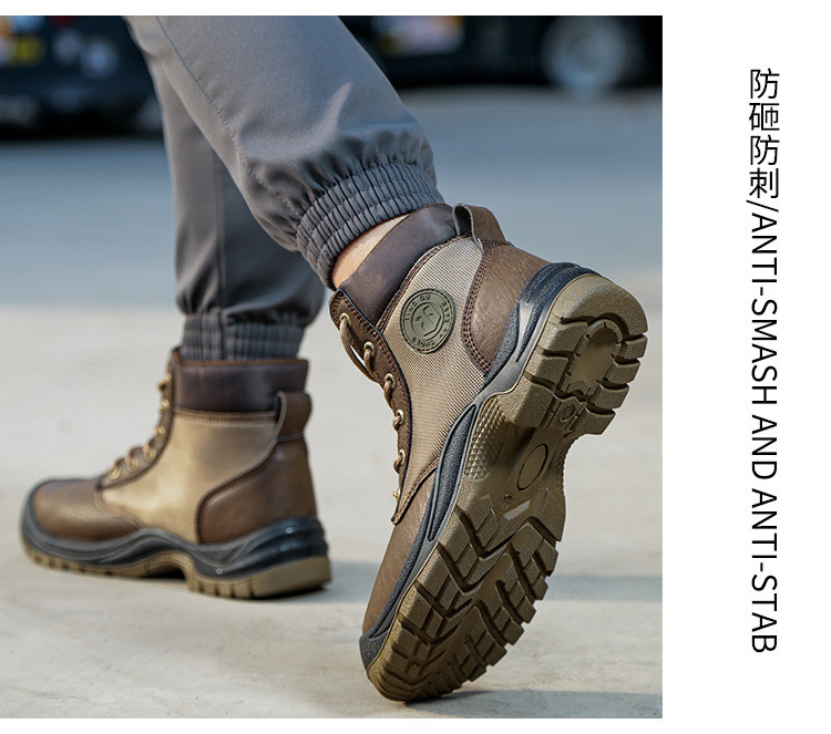 PU Injection Men's Work Boots With Kevlar Midsole And Microfiber Leather Design