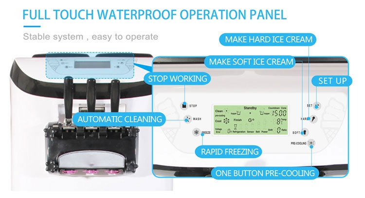 High Productivity Household Soft Serve Ice Cream Machine for Small Businesses and Home