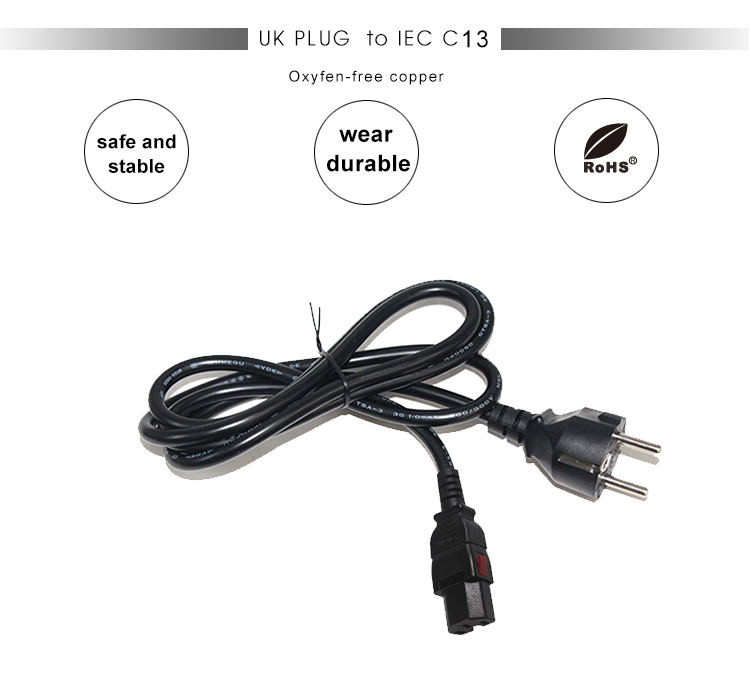 Pse Pdu Locking Plug Power Cable with Rewireable Schuko CEE 77 to IEC15 Connector