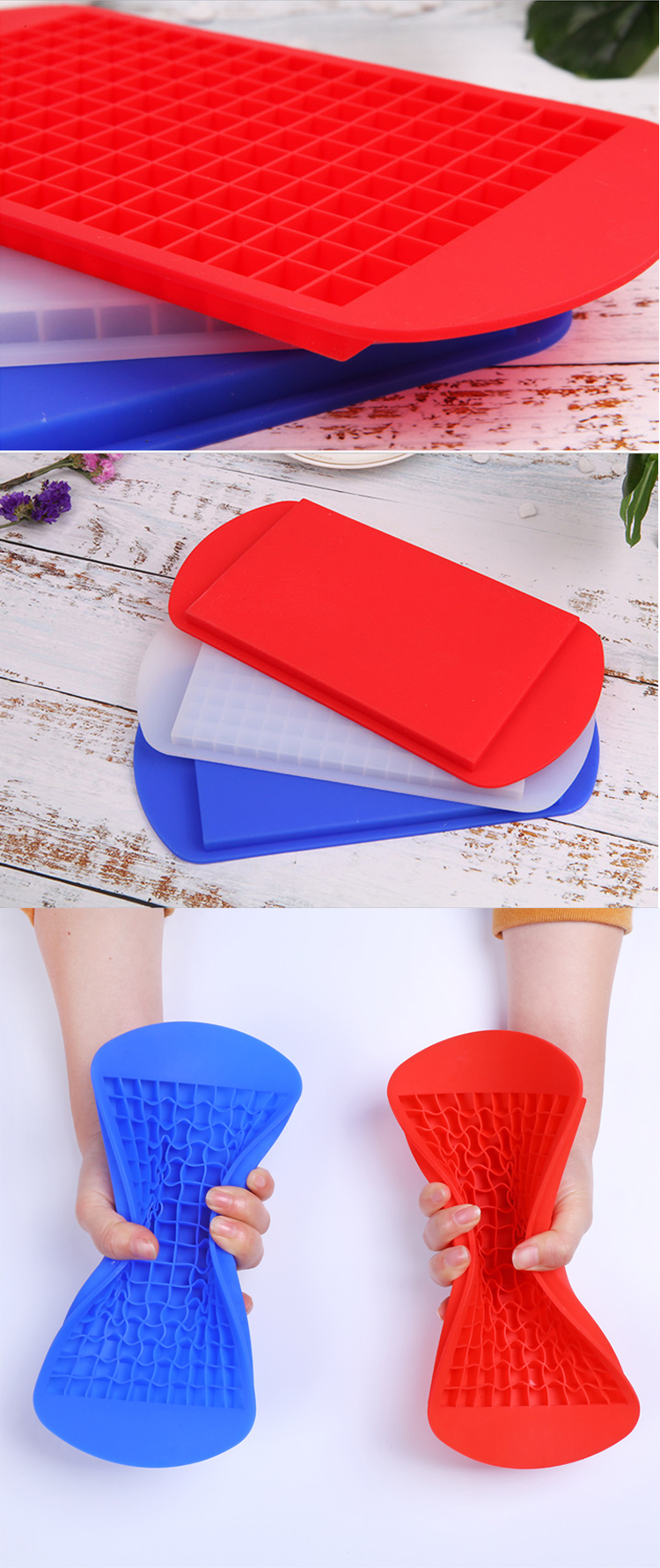 BPA Free Flexible 160 Grids Ice Cube Molds ODM