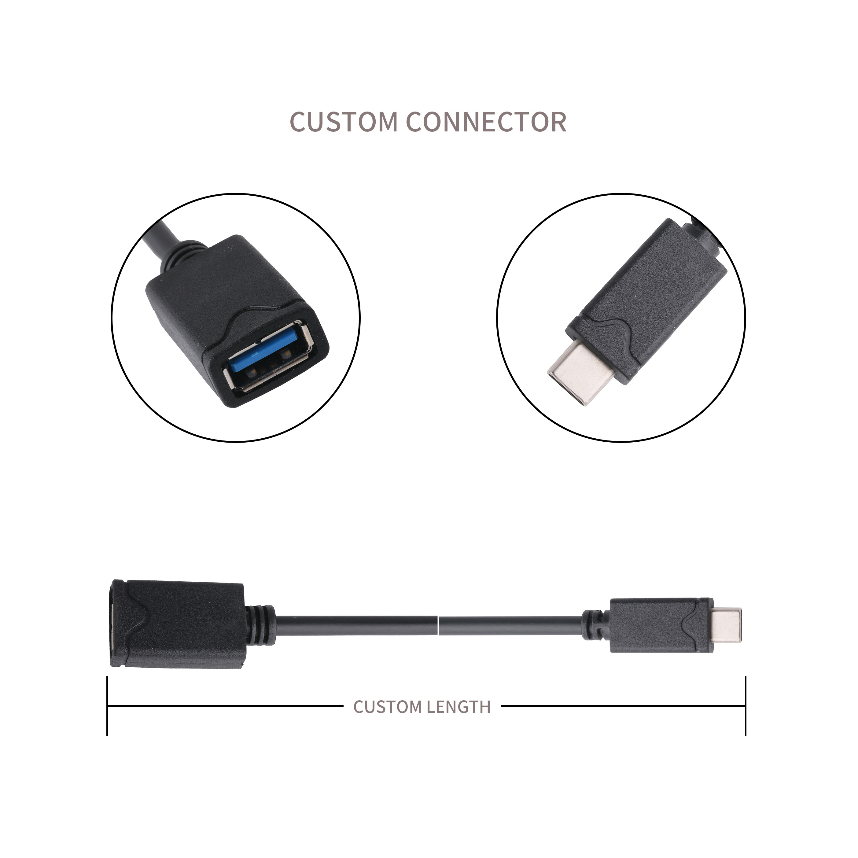 High Speed Adapter Cable Type C Male Usb To Type A Female Usb Length Customize Rohs