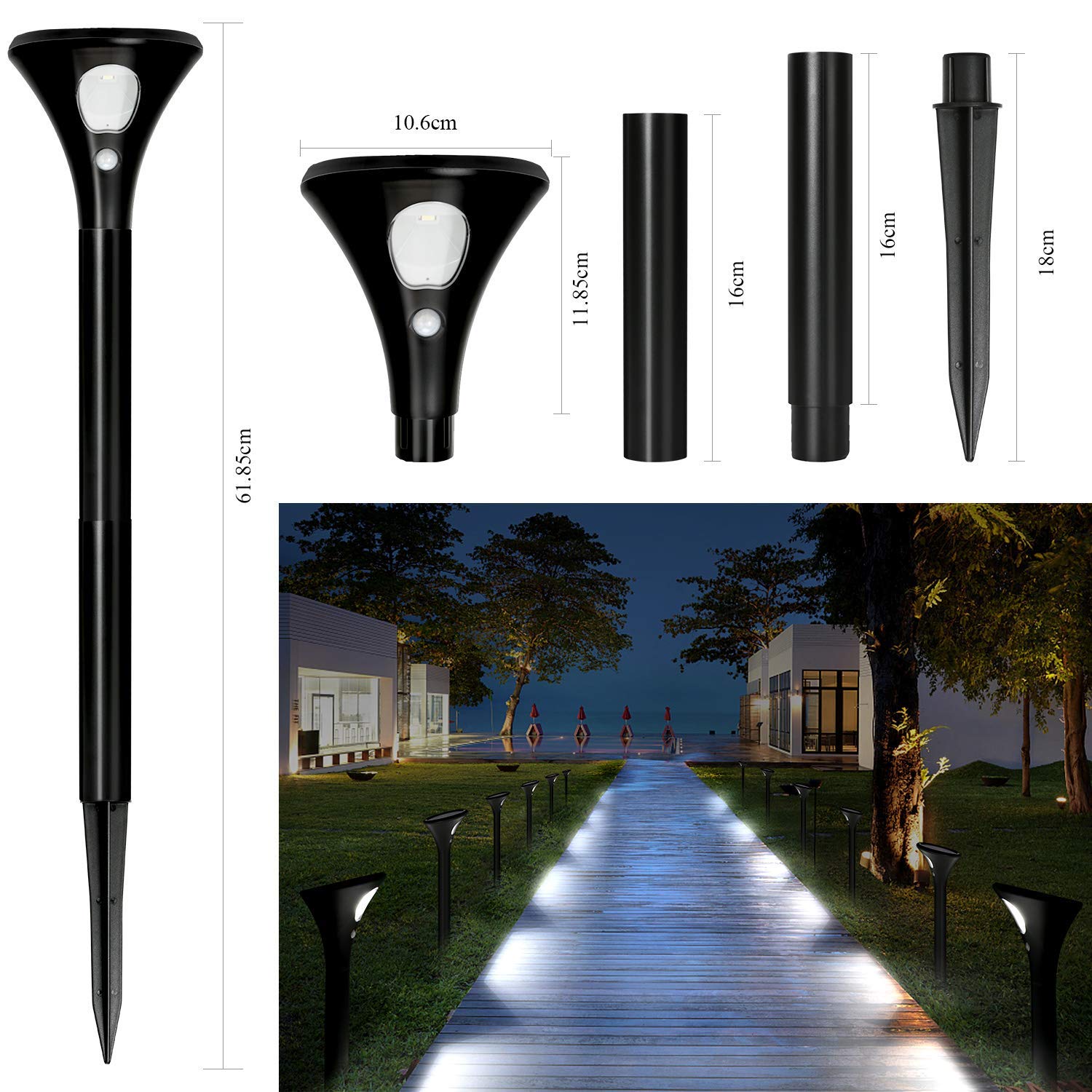 Outdoor Solar Lights, Solar Path Lights with Motion Sensor