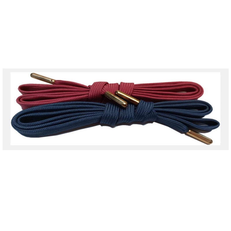 Black Red Polyester Cord Shoe Laces With Metal Tips Custom Made