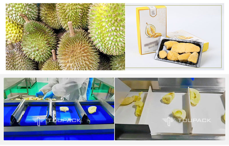 Frozen Dried Durian Dried Mangoes Fruit Multihead Weigher Combination Equipment Manual Belt Type