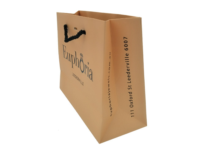 Brown Custom Printed Jewelry Bags Recyclable Feature Glossy Lamination