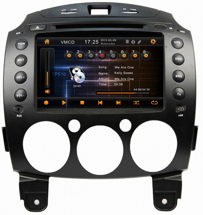 Auto MP3 player for Mazda 2 2010-2012 with GPS navigation system Steering wheel control china factory price OCB-8002