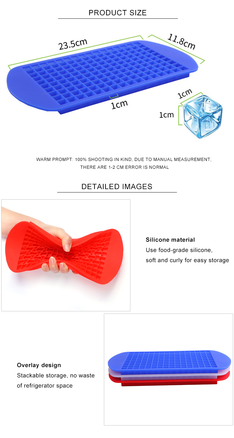 BPA Free Flexible 160 Grids Ice Cube Molds ODM