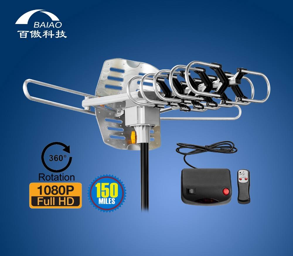 Motorized Yagi UHF Amplified Digital HDTV Antenna With 360 Degree Rotation