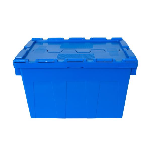 Customized Color Logistic Moving Turnover Attached Lid Crate for Stackable Container