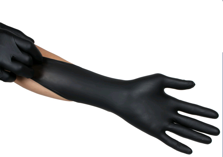 Black Thick Nitrile Powder Free Gloves Latex Free Nitrile Gloves Fully Textured
