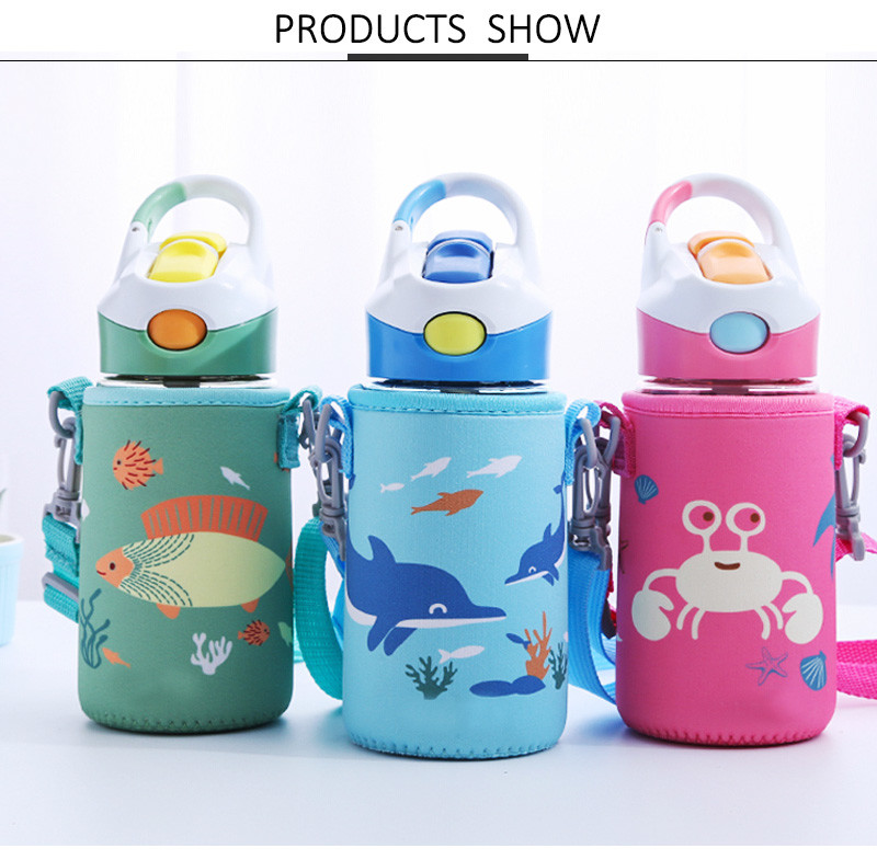Cartoon Design Insulated Neoprene Baby Bottle Cover With Strap