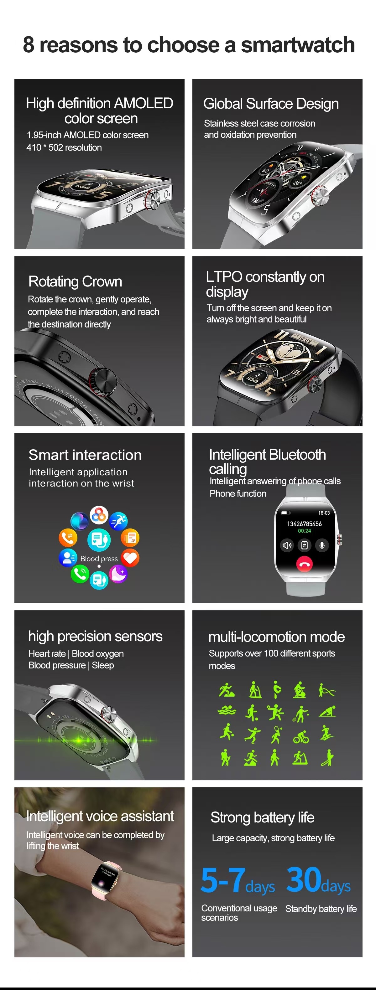 HK80 Men Smart Watch 300mAh Support Sedentary Reminder Smartwatch