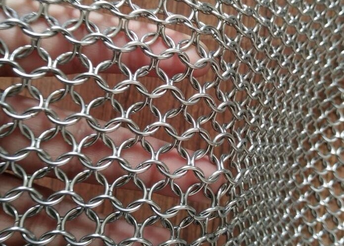 Stainless Steel 0.8mm Metal Coil Drapery Curtains Cascade Fabric Vacuum Plating
