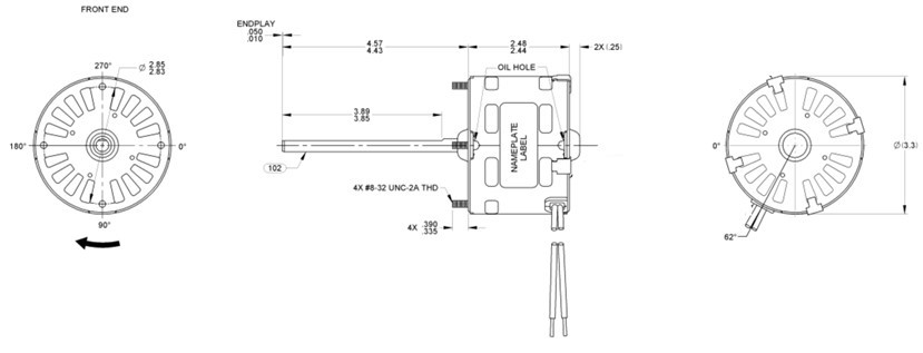3.3 Frame Motor Electric Blower 115 Voltage Motor 98W 3400rpm 60Hz