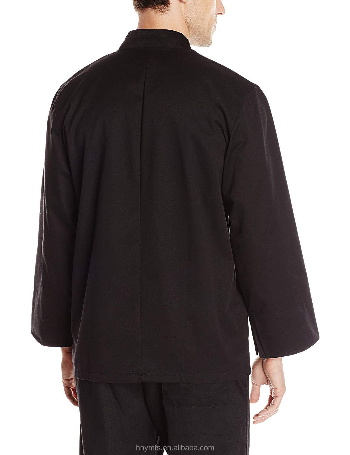 Long Sleeve Chef Uniform Tops Black Color OEM Service For Hotel Restaurant