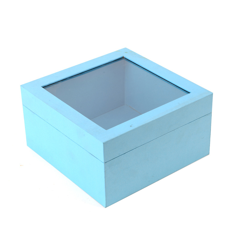 Custom Print Rigid Boxes Luxury Square Colorful Paper Flower Gift Box With Clear Window