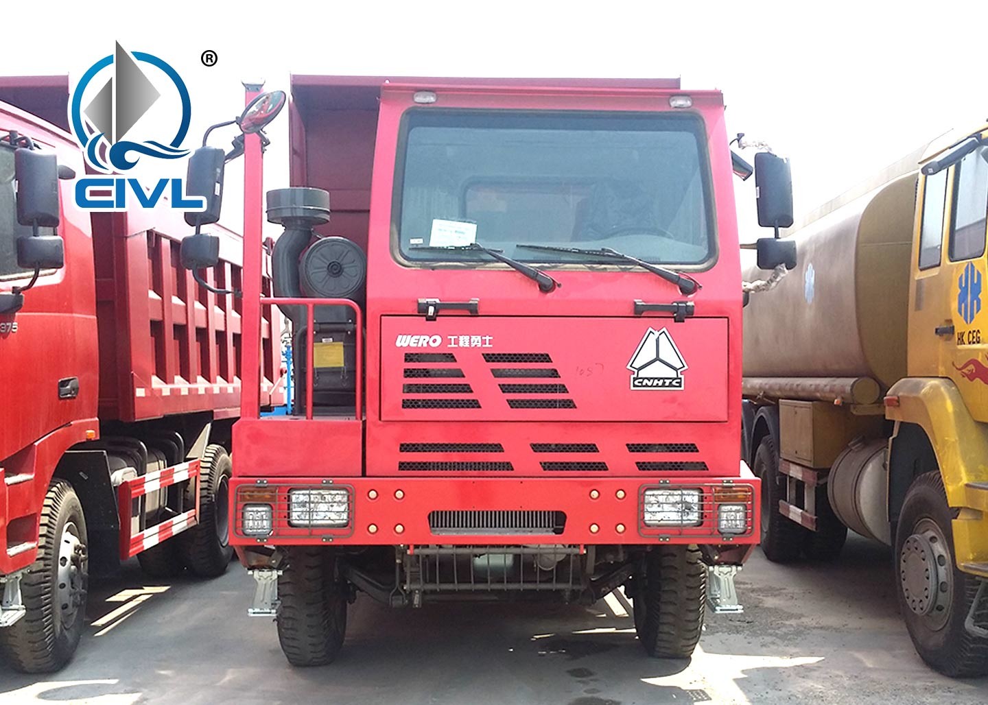 New 10Tires 45 - 50 Km/H 70T Mine Heavy Duty Dump Truck / Dumper Truck Of Sinotruk HOWO Front Lifting