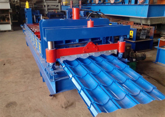 380V 60HZ Blue Glazed Tile Roll Forming Machine Making 828mm Waveform Tile