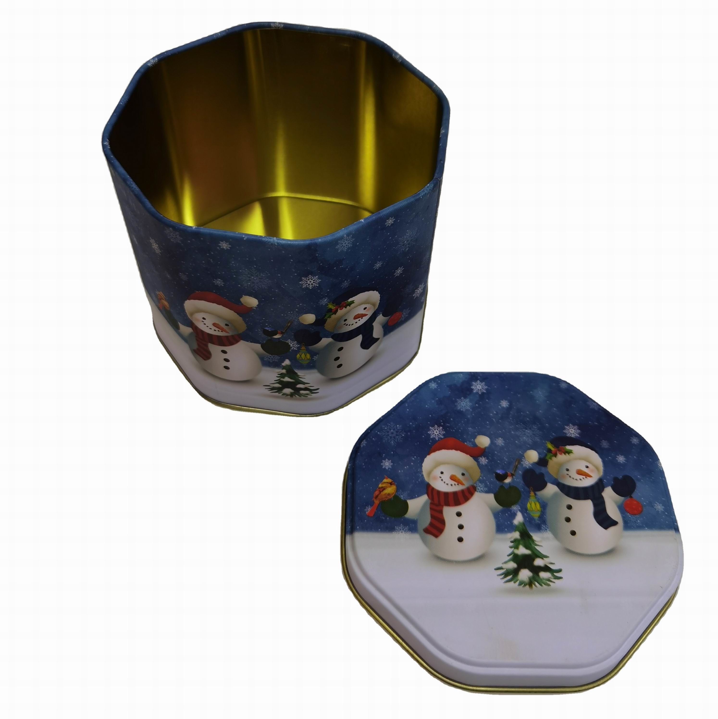 Octagon Customized Bulk Christmas Tins Candy Tin Container 0.23mm Thickness