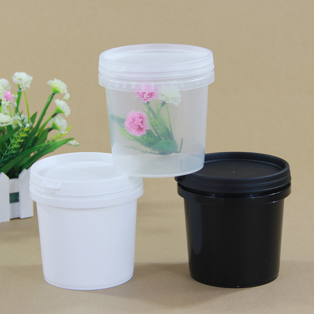 Small 3L Round Food Grade Container Unbreakable PP Plastic Bucket With Handle Lid